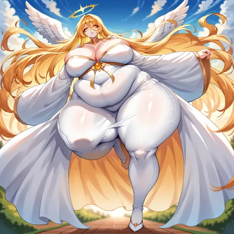 a sexy morbidly obese ssbbw anime woman, 1girl, female, milf, older, lipstick, angel extremely detailed fat legs, beautiful deta...