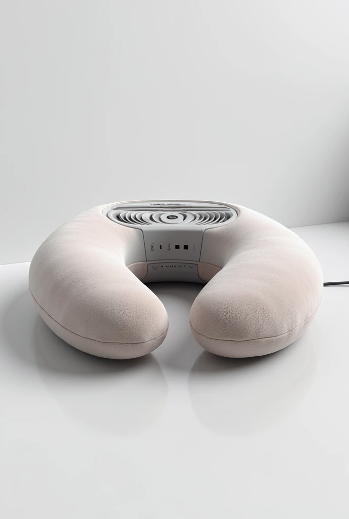 3d of a neck pillow with built in fan inside