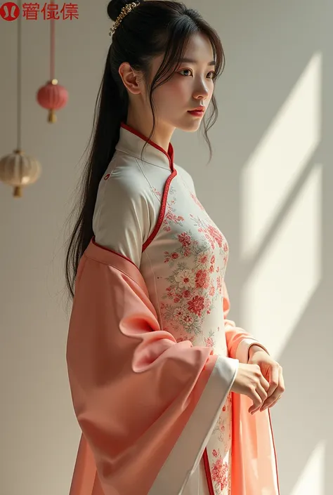 Beautiful Chinese teenage schoolgirl wearing  lululemon leggings, silk qipao, silk cheongsam, nice round bum, photorealistic, masterpiece, chinese dress