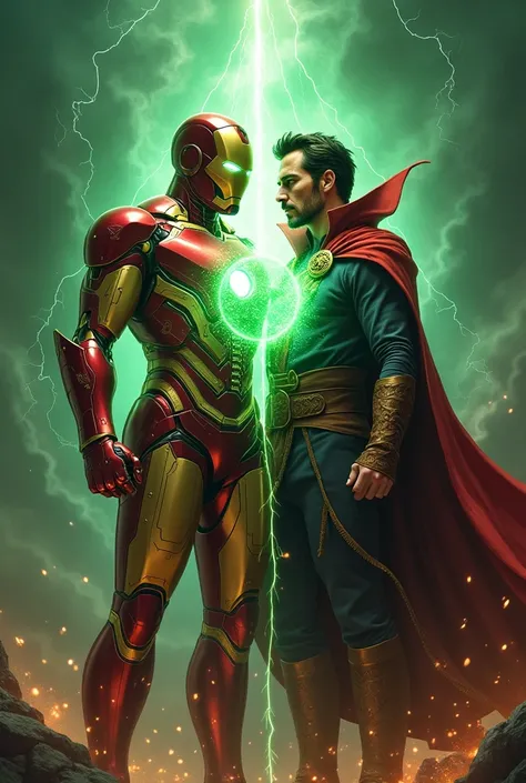 Iron man and doctor strange merge image add time stone also