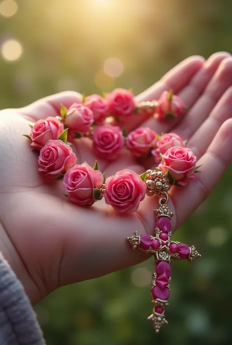 drawing a rosary made of rose