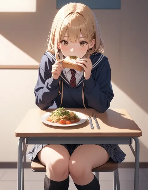 nsfw, nsfw,Black ribbed ankle socks. Build something amazing, blonde、Brown Hair　Shy high school girl.Eating lunch alone.A popular high school girl in class invites me to dinner with her.