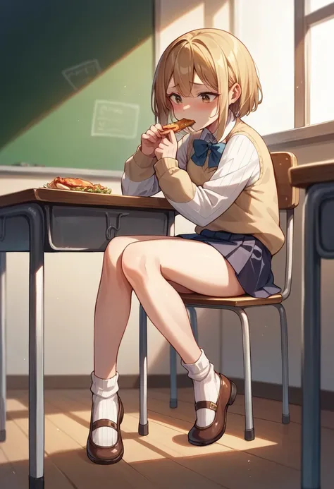 nsfw,White ribbed ankle socks. Build something amazing, blonde、Brown Hair　Shy high school girl. classroom.Eating lunch lonely.A popular high school girl in class invites me to dinner with her.
