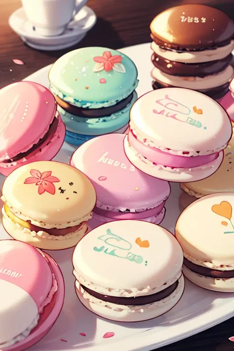 I want to eat cheesecake and printed macarons.