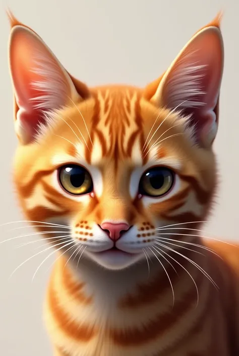 Orange cat head, long, square face