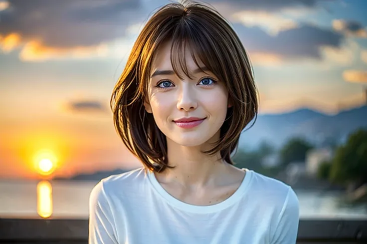 (Realistic, 超Realistic:1.4), 16K HDR, High resolution,Brown short hair,The best smile、Japanese actress,so beautiful(It looks like the real thing),Short sleeve dress,Whiskey Bottle、The Macallan、Johnnie Walker、、Old Parr、whiskey、Suntory、Nikka、Slim couple、Mode...