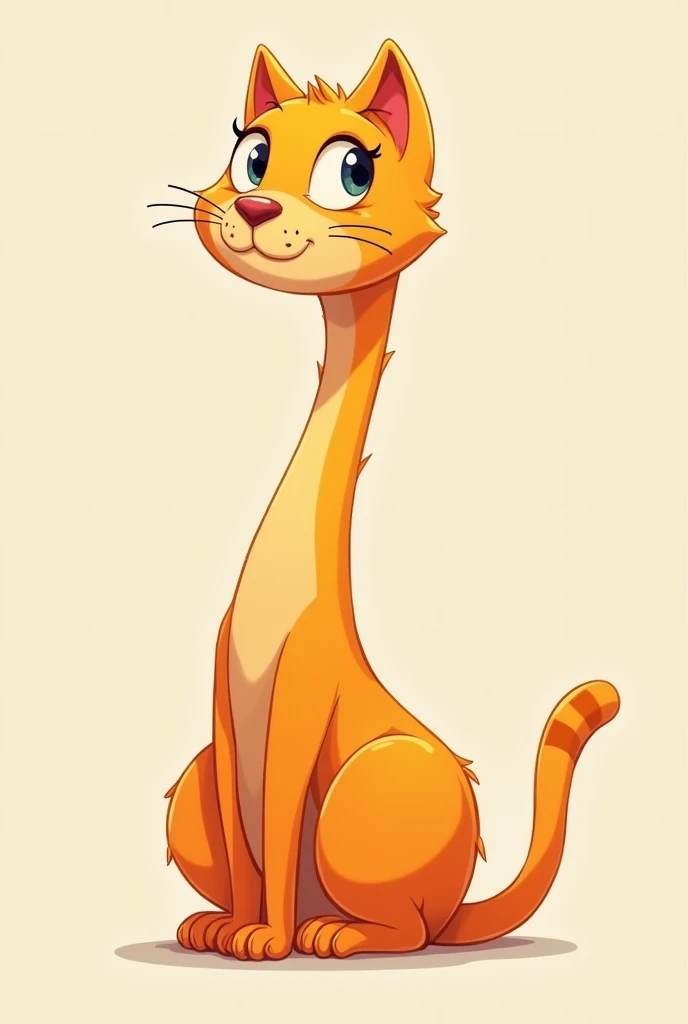 Orange cartoon cat, no legs, long body, similar to a snake.