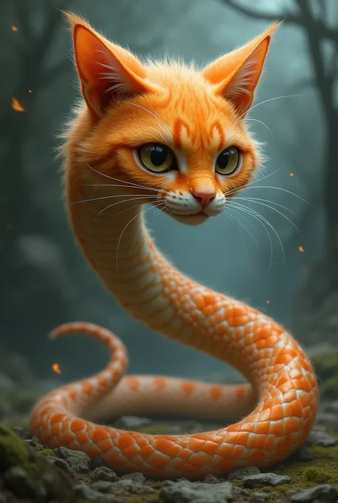 Orange cat-headed snake, long body