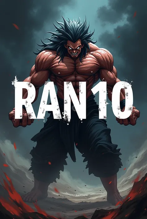 Solo leveling Anime Hero Character on Beast mode picture with  RAN10  text in white & light black mixed colour text with bold text with captial letter fond ( Whole Picture like DP )