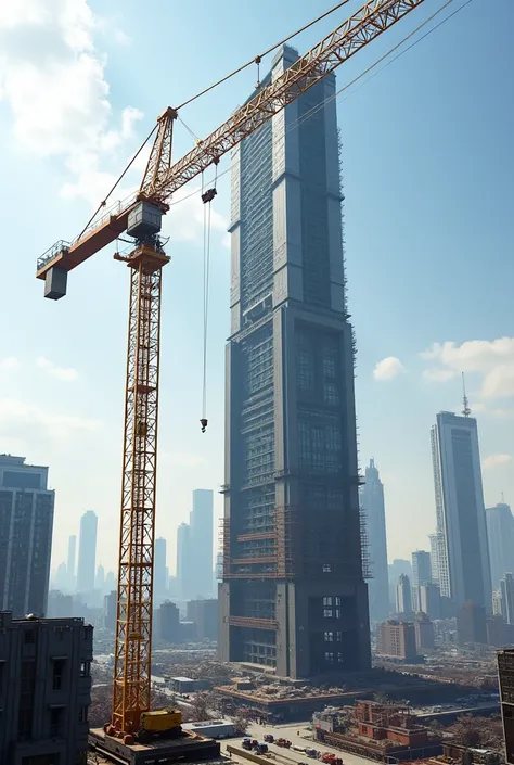 Constrution a tower with tower crane