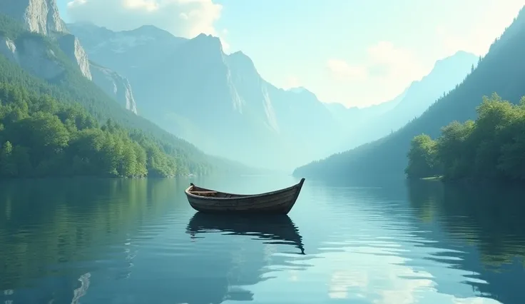 A beautiful lake with a boat