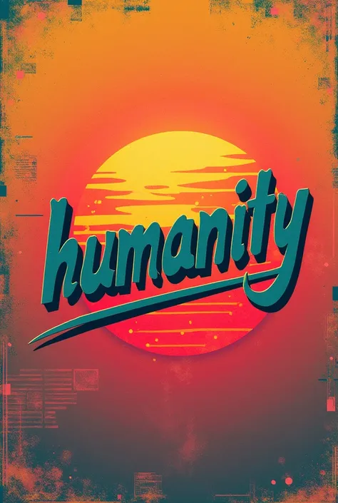 Theme: Retro
Text: "Humanity"
Description: A vibrant retro-themed design featuring bold, vintage-style typography for the word "Humanity." Incorporate bright, nostalgic colors and geometric patterns typical of the 80s or 90s. The background should be a ble...