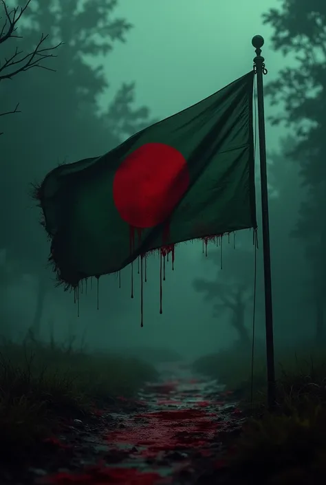 Generate Bangladesh flag covered with blood,a cinematic background for YouTube thumbnail,uhd,4k