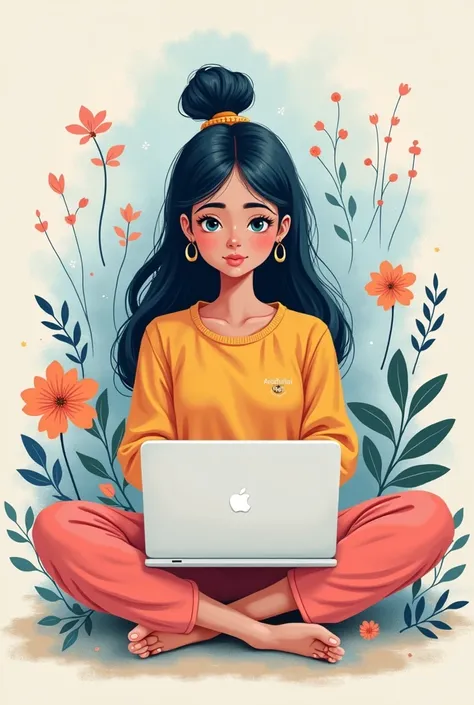 Perfect I like this one but I want ki isko thoda aur creative bnao like mein laptops per kam kaari hu aur lord Krishna ke baare mein soch rahi hu mujhe thoda aur cute dresss pehnao and thoda doodling aur achi karo u can use blue with baby pink and cute sha...