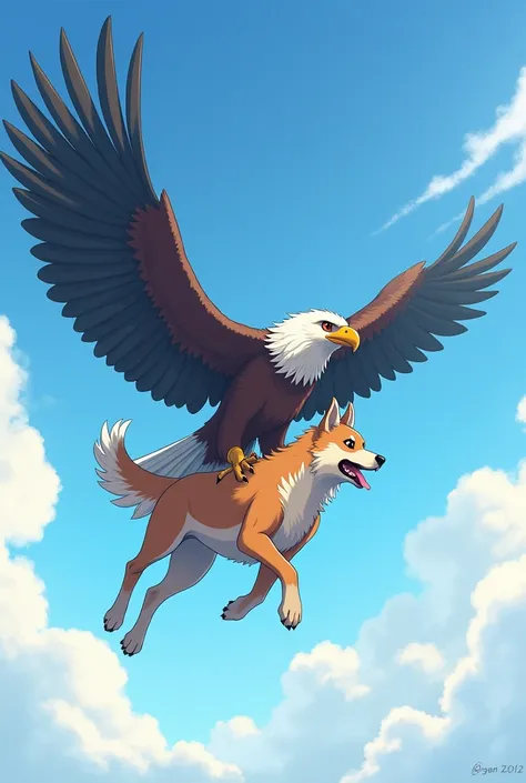 Dog and eagle flying image anime
  image