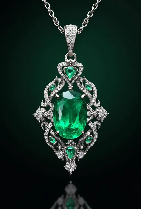 Create a business unique  and beautiful jewellery design of real silver with stomes like emerald and other stones in 2024 pendent 