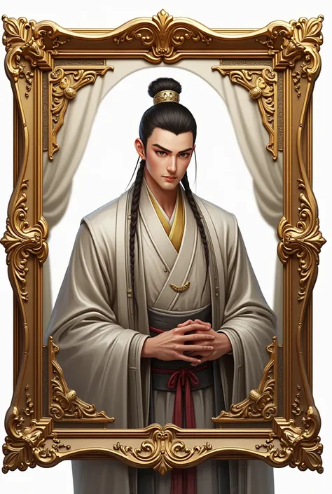 Three Kingdoms-style frame、gold、Baoyu、Fine details、Background is white、