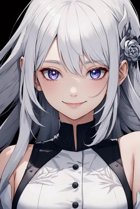 One person,Odd Eye,smile, Silver Hair, 