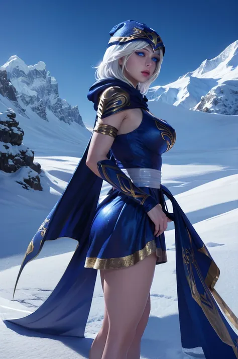 ashe \(league of legends\), (1girl), (solo), (full body photo), (low angle shot), (masterpiece:1.0), (best quality:1.4), (ultra ...