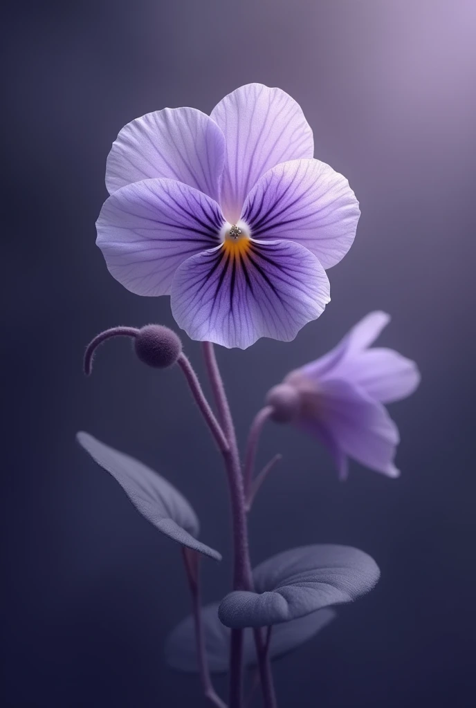 Viola flower in dark pale purple background 