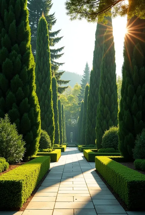 Evergreen Trees image which discuss the year-round green cover provided by evergreen trees and their significance in formal garden designs images