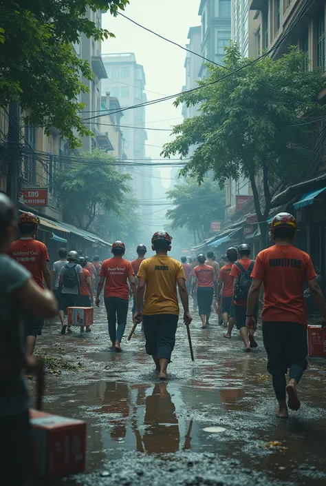 Yahi storm relief images in Hanoi