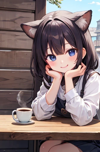 A girl drinking delicious coffee、The best smile、I want to protect, This smile、