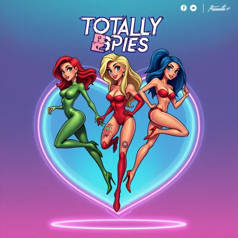 logo /(Title: TOTALLY SPIES), Zoe with black bob-cut hair, Erika with short blonde hair and Carmen with long straight red hair, dressed up as the Totally Spies girls
Avatar 1: a beautiful woman with ((long crimson red hair)),  ((green eyes)), shes 55" tall...