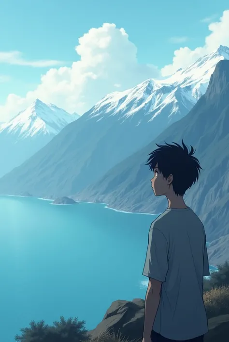 Best wallpaper for whatsapp dp with sad and anime character for 20 years old boy back side and mountain and sea even better 