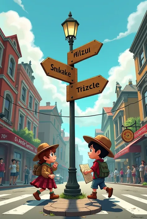 
Panel 2: Setting: A street with a signpost pointing in different directions. Caption: "Node 1 is leading the way!"

Node 1 (holding a map): "Follow me to the next node!"
Node 2 (following): "I’m right behind you!"

