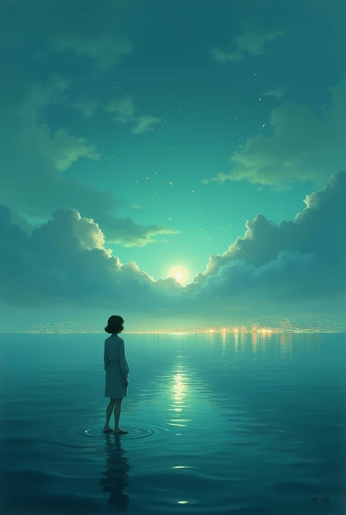 For a meaningful and unique painting, consider creating a scene that combines elements of the sky, ocean, and city lights into a dreamlike landscape. You could depict a serene ocean at twilight, where the fog rolls in gently from the sea and merges with th...