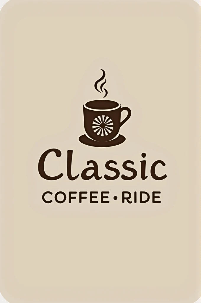 Create a logo for our coffee outlet named "Classic coffee ride" logo must be simple should define healthy, cycle,coffee mug, classic also have the name in logo ,dont add any other extra line