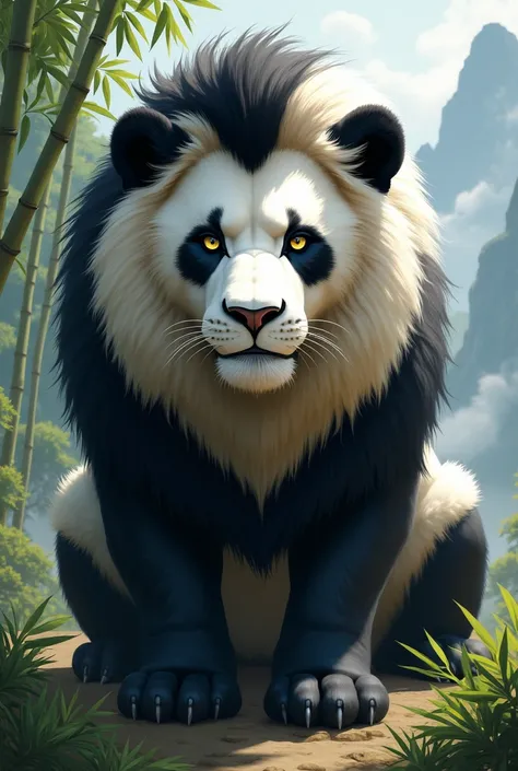 A lion in panda color