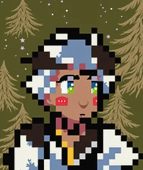 Turn this pixel art into an anime-style drawing