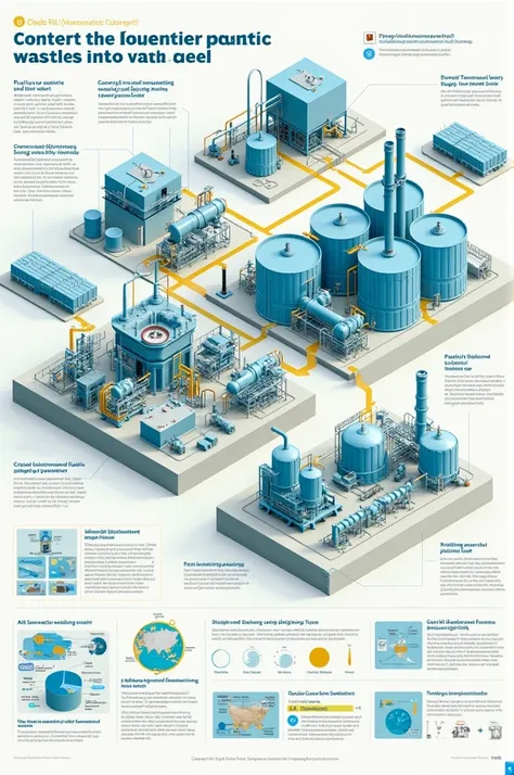 Give me poster on fuel from plastic process diagram and process below 