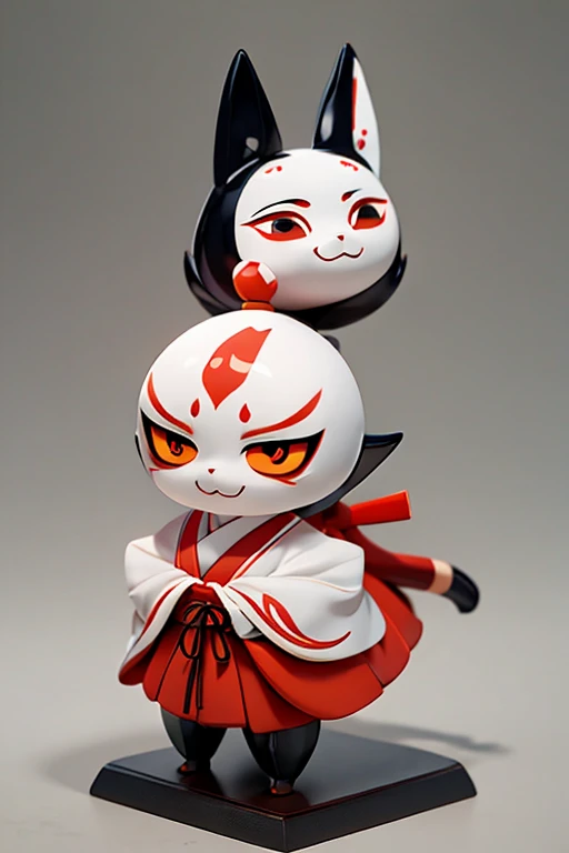 Yokai、Simple design、Primary school students、young、small、height: 130cm、Character portrait 、Simple design、kimono、Kokeshi doll、Fox Mask
