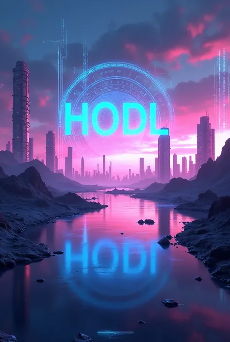 Futuristic background from web3 with hodl written