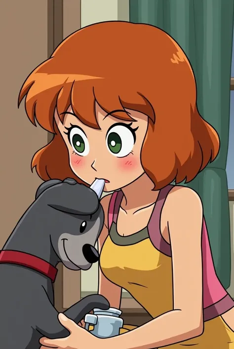 Doggirl Velma Dinkley drinks milk from doggirl Daphne Blakes breast.