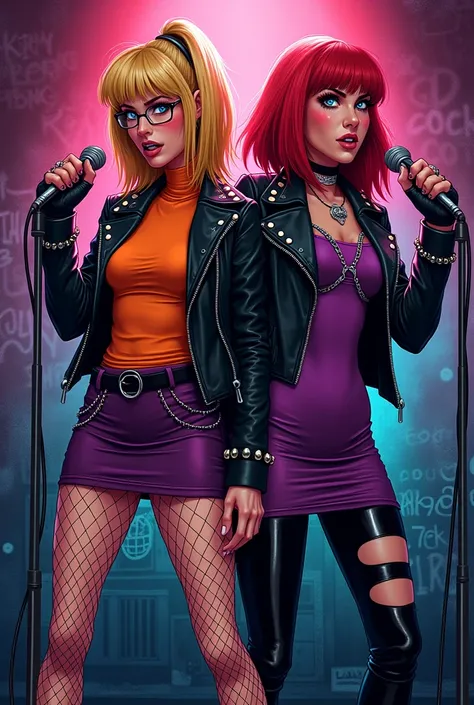 Scooby-Doos Velma Dinkley and Daphne Blake reimagined as punk rock singers.