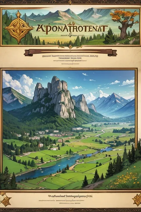 a highly detailed fantasy cartography map of the magical continent, vast pine forests and snowy mountains of the human kingdom o...