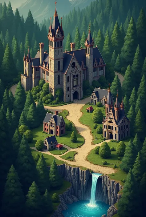 sada, eu quero o mapa de darkmoor: I would like the city surrounded by forest(but with a road out of town) and the crystal clear waterfall hidden among the forest, the school being more highlighted because that is where a good part of the scenes will take ...