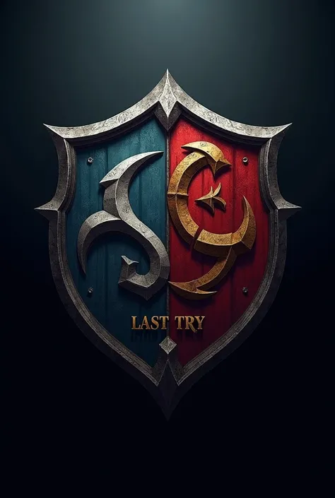 I want a logo for a World of Warcraft guild that has the shields of the Alliance and the Horde, dark background and also has the words "Last Try" written literally in the