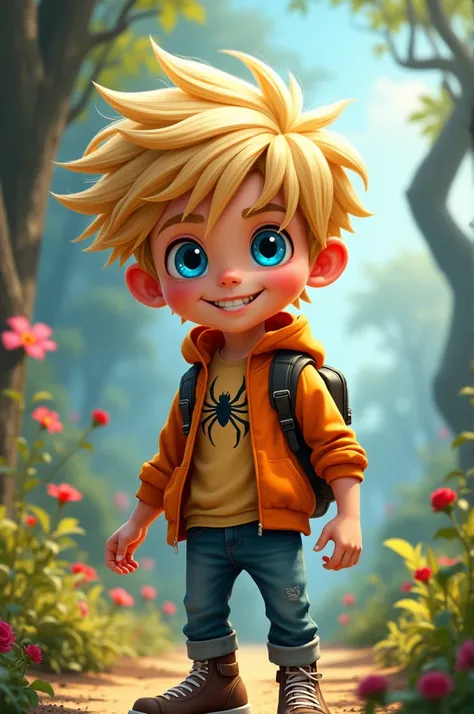 blond boy with the nickname farantule cartoon version