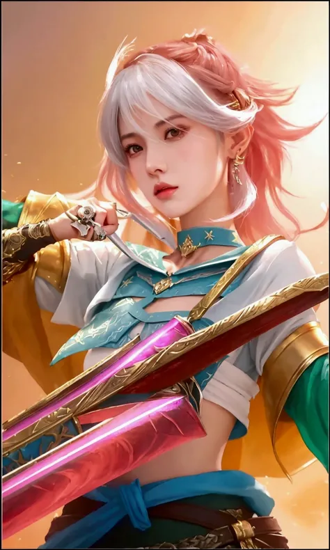 a close up of a beautiful girl holding a sword and a sword, portrait knights of zodiac girl, riven, cushart krenz key art feminine, ! dream artgerm, g liulian art style, kda, artgerm and atey ghailan, ig model | artgerm, zenra taliyah, yun ling