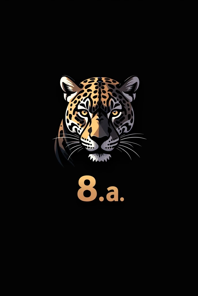 Make a logo of a jaguar, and write below: 8 A. Black background.