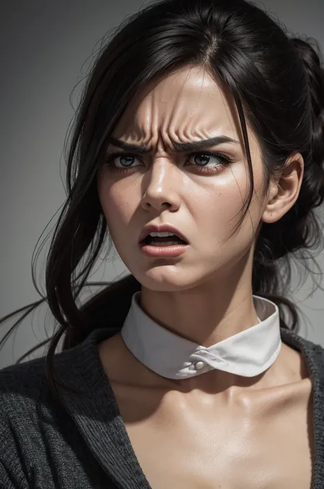 woman with angry face stressed
