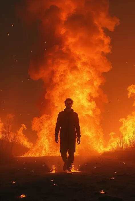 Man surrounded by fire