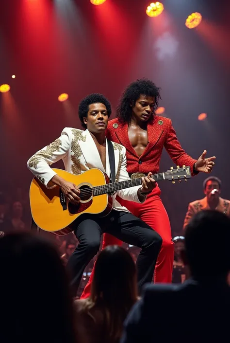 Tito jackson playing on guitar and micheal jackson singing 