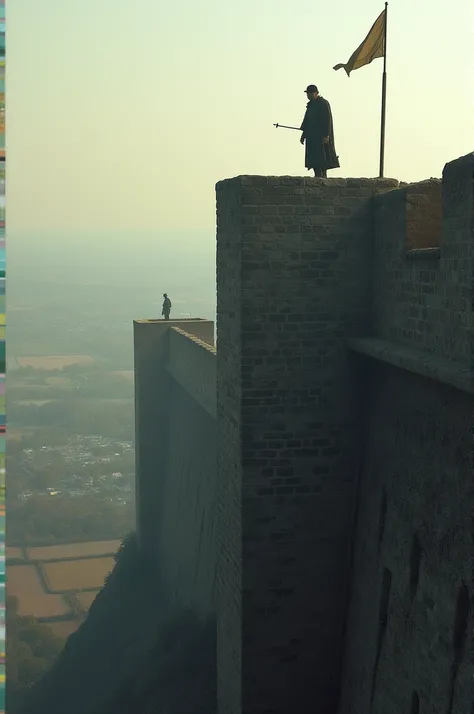 Man keeping watch on a tower on the wall