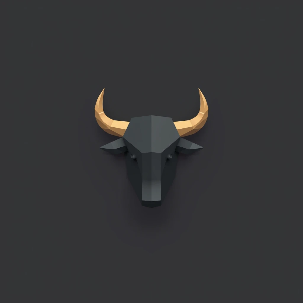 A simple vector logo featuring an abstract shape resembling an bull. Use a single matching color and minimalist elements to create a clean and professional design.